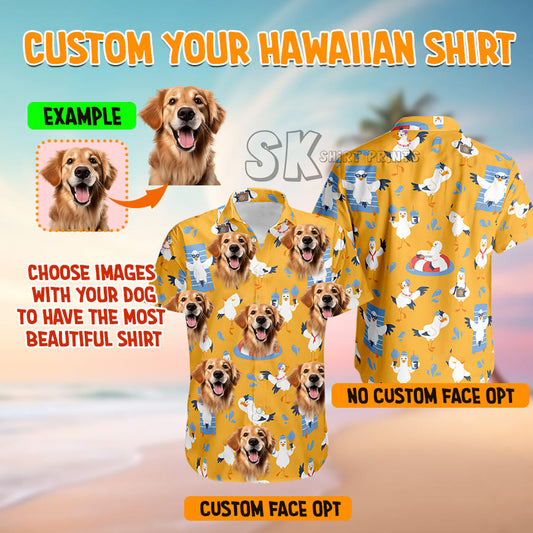 Custom dog face Hawaiian shirt example
