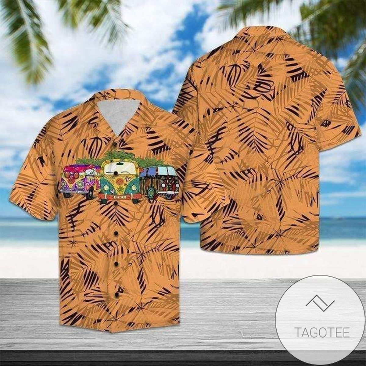 Hippie Car Showcases 70s Vibe in Orange Hawaiian Shirt