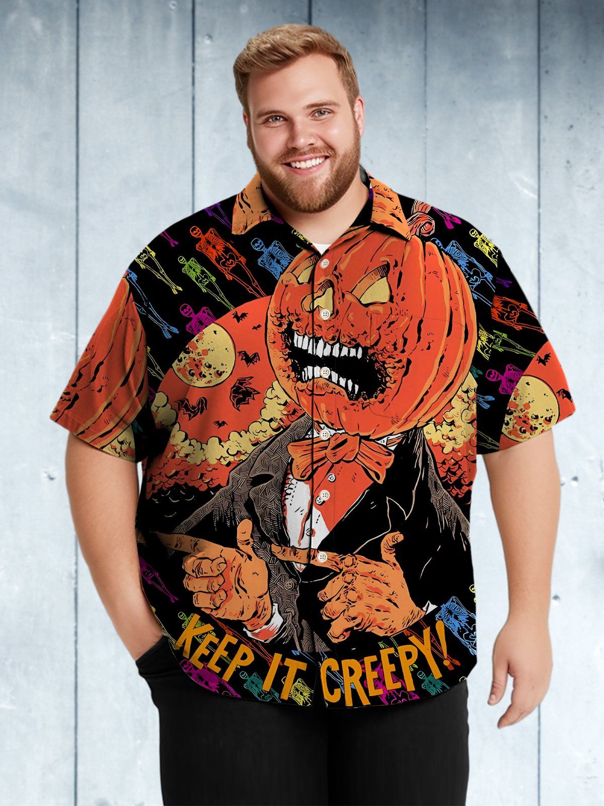Holidays Big & Tall Scary Pumpkin Hawaiian Shirt Horror Party Hawaiian Shirt