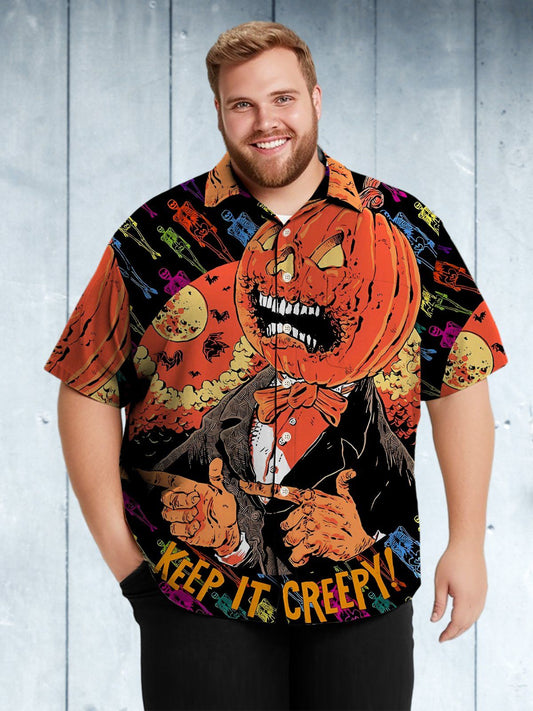Holidays Big & Tall Scary Pumpkin Hawaiian Shirt Horror Party Hawaiian Shirt