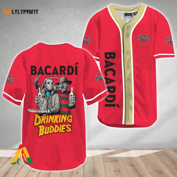 Horror Freddy Jason Drinking Buddies Bacardi Rum Baseball Jersey - lylyprint.com