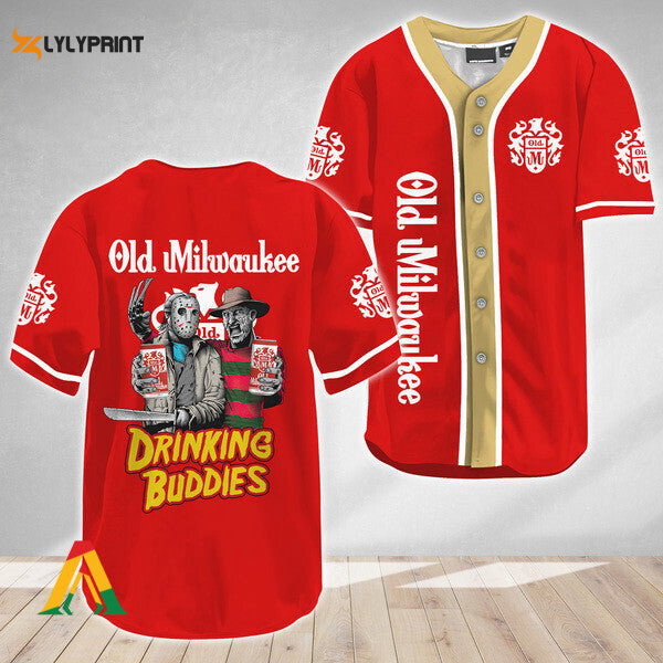 Horror Freddy Jason Drinking Buddies Old Milwaukee Baseball Jersey - Gift for Men Women - lylyprint.com