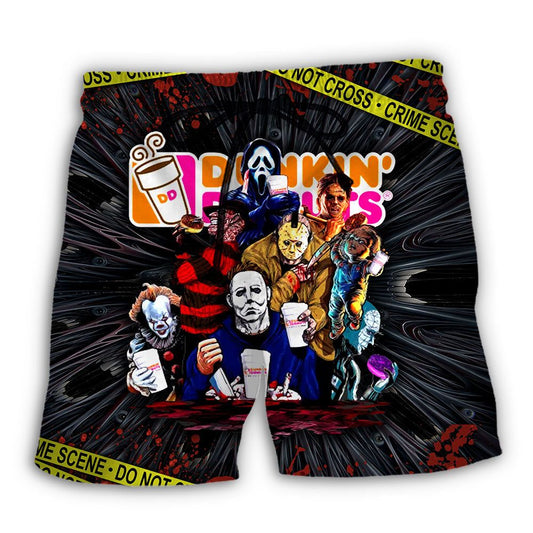 Horror Movie Characters Funny Trendy Aloha Hawaiian Beach Shorts