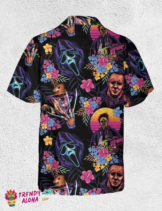 Horror Movie Fanatics Retro Summer Hawaiian Shirt Unisex Collectible