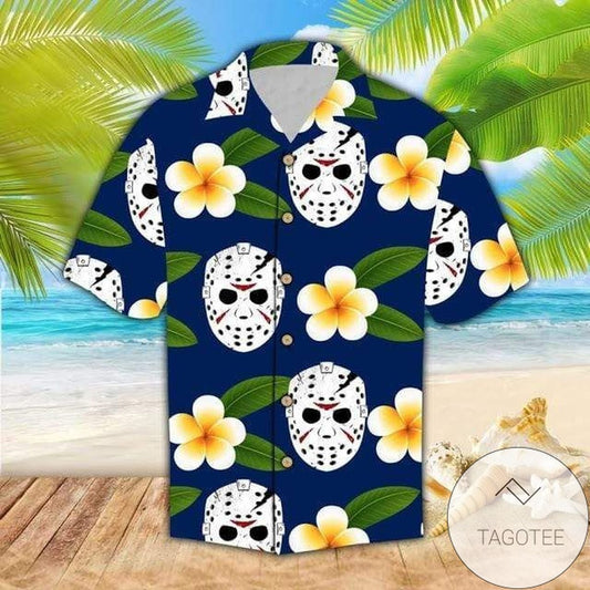 Horror Night Out With Jackson Voorhees Halloween Hawaiian Shirt