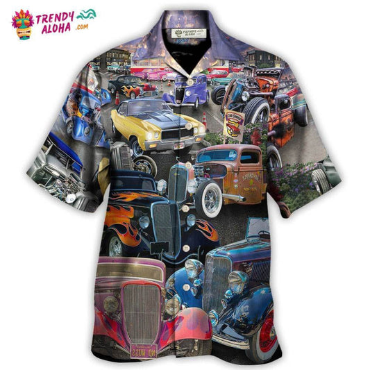 Hot Rod Diner Car Show Hawaiian Shirt - Trendy Aloha