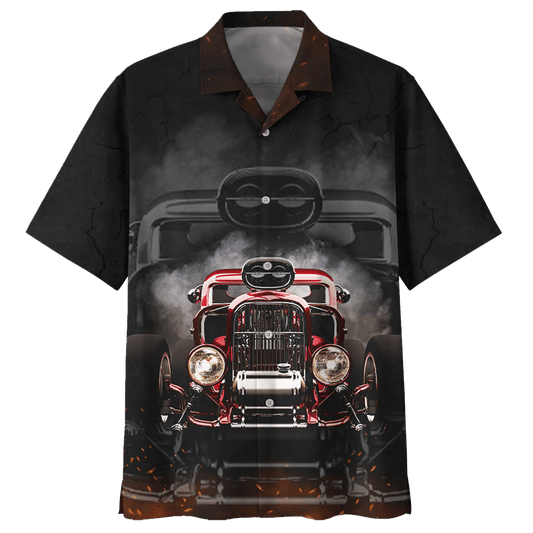 Hot Rod Hawaiian Shirt Hot Rod Car 3D Black Hawaii Aloha Shirt