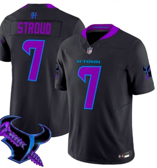 houston texans #7 c.j. stroud black f.u.s.e. 2025 2025 dj screw vapor limited