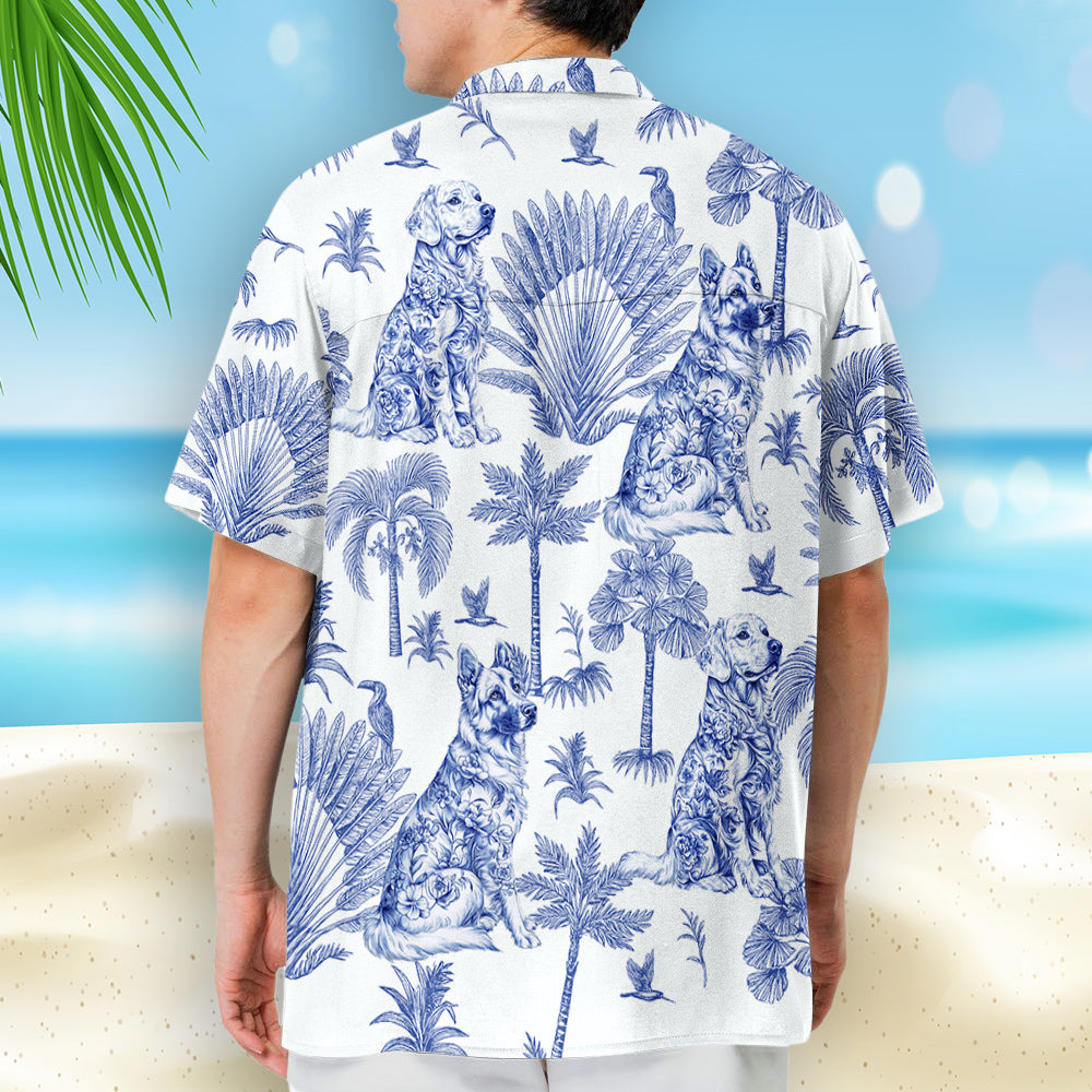 Toile Dog Pattern - Personalized Custom Hawaiian Shirt