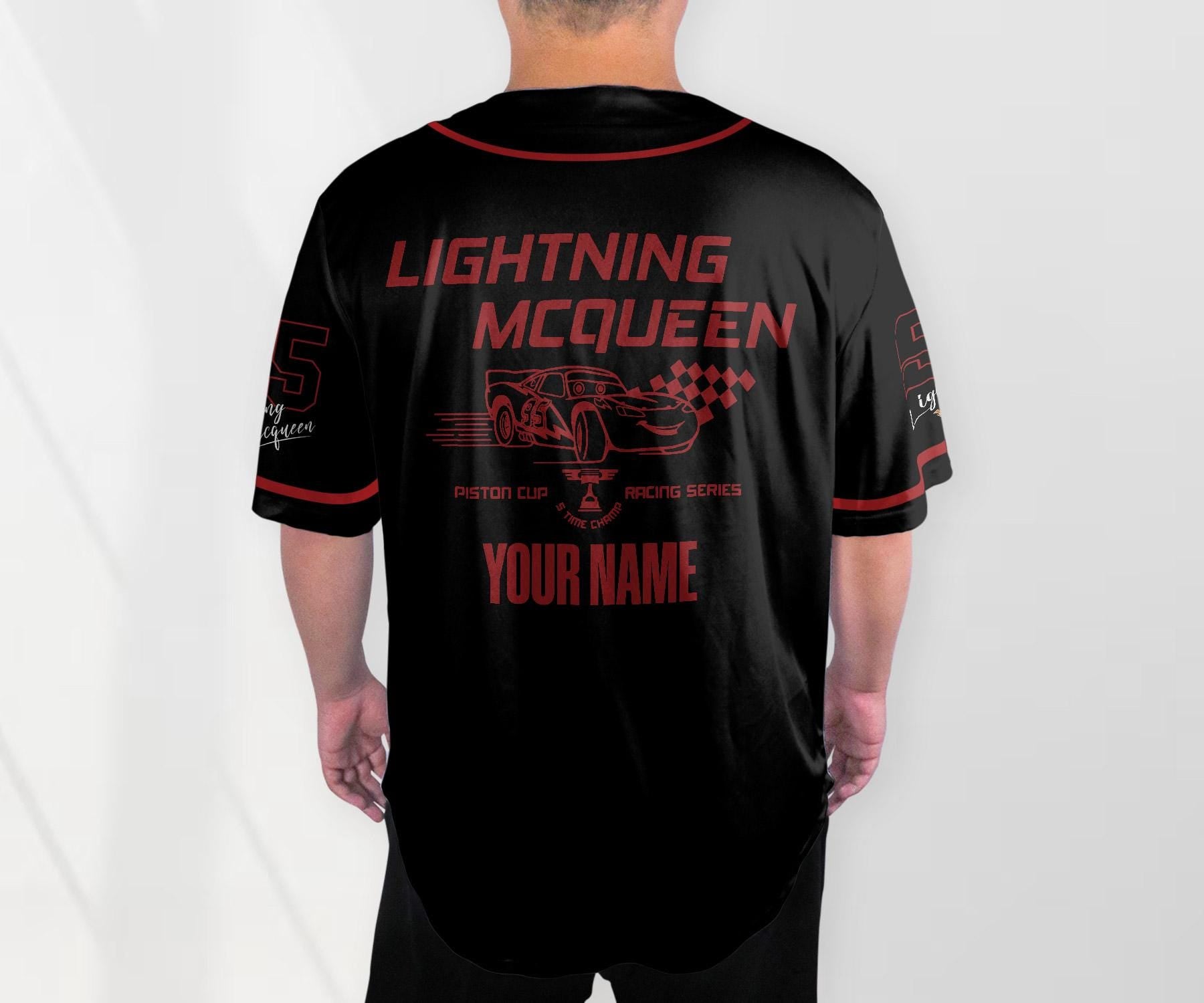Personalized Mcqueen Baseball Jersey Custom Name Jersey Cars Lightning Jersey Cars Cartoon Shirt Gifts