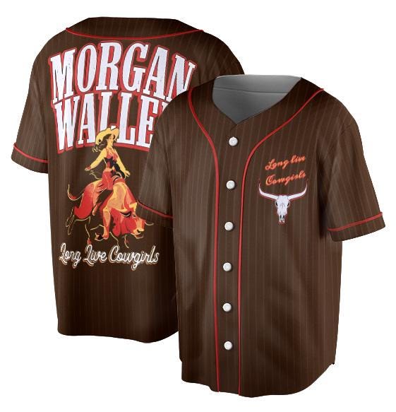 Morgan Wallen Live Cowgirls Baseball Jersey, Mens Country Music Classic Band Jersey