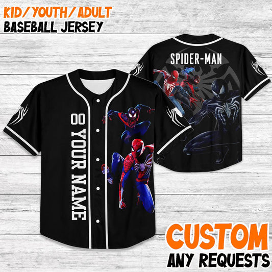 Custom Amazing Spider-Man Baseball Jersey, Kids Youth Adult Matching Outfit, Disney Trip 2025 Shirt, Personalized Superhero Jersey