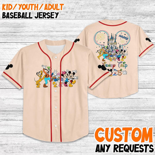 Custom Disney Trip 2025 Baseball Jersey, Matching Family Disney Shirt, Personalized Disney Vacation Outfit, Disney Jersey
