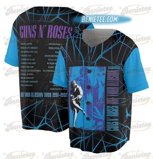 Guns N' Roses 40th Anniversary Jersey, 1985-2025 Rock Band Graphic Tee with Signatures