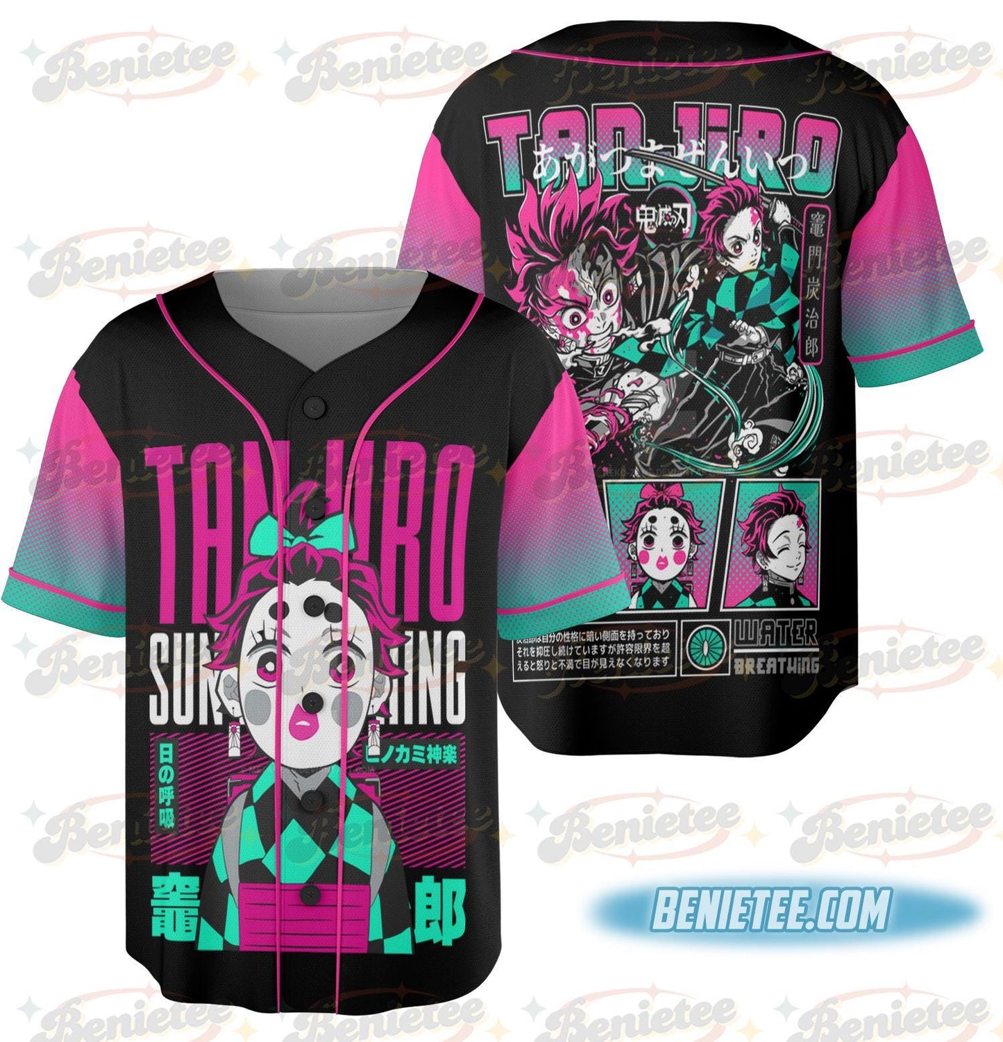 Tanjiro Anime Baseball Jersey, Demon Slayer Anime Jersey