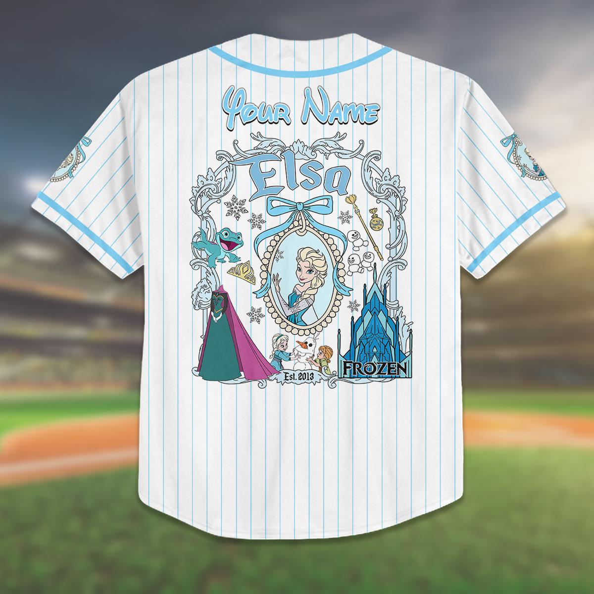 Frozen Elsa Custom Baseball Jersey, Disney Trip 2025 Shirt for Girls, Birthday Gift, Family Matching Vacation Outfit