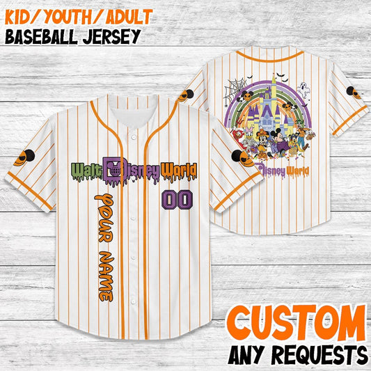 Custom Disney Trip 2025 Baseball Jersey, Family Matching Disney Shirt, Halloween Disney World Jersey, Personalized Disney Outfit