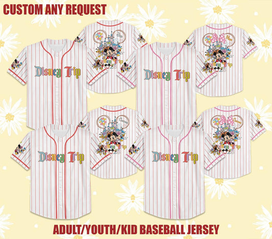 Custom Family Disney Trip 2025 Baseball Jersey, Matching Disney Vacation Shirts, Personalized Disney Outfits, Adult & Kids Jersey