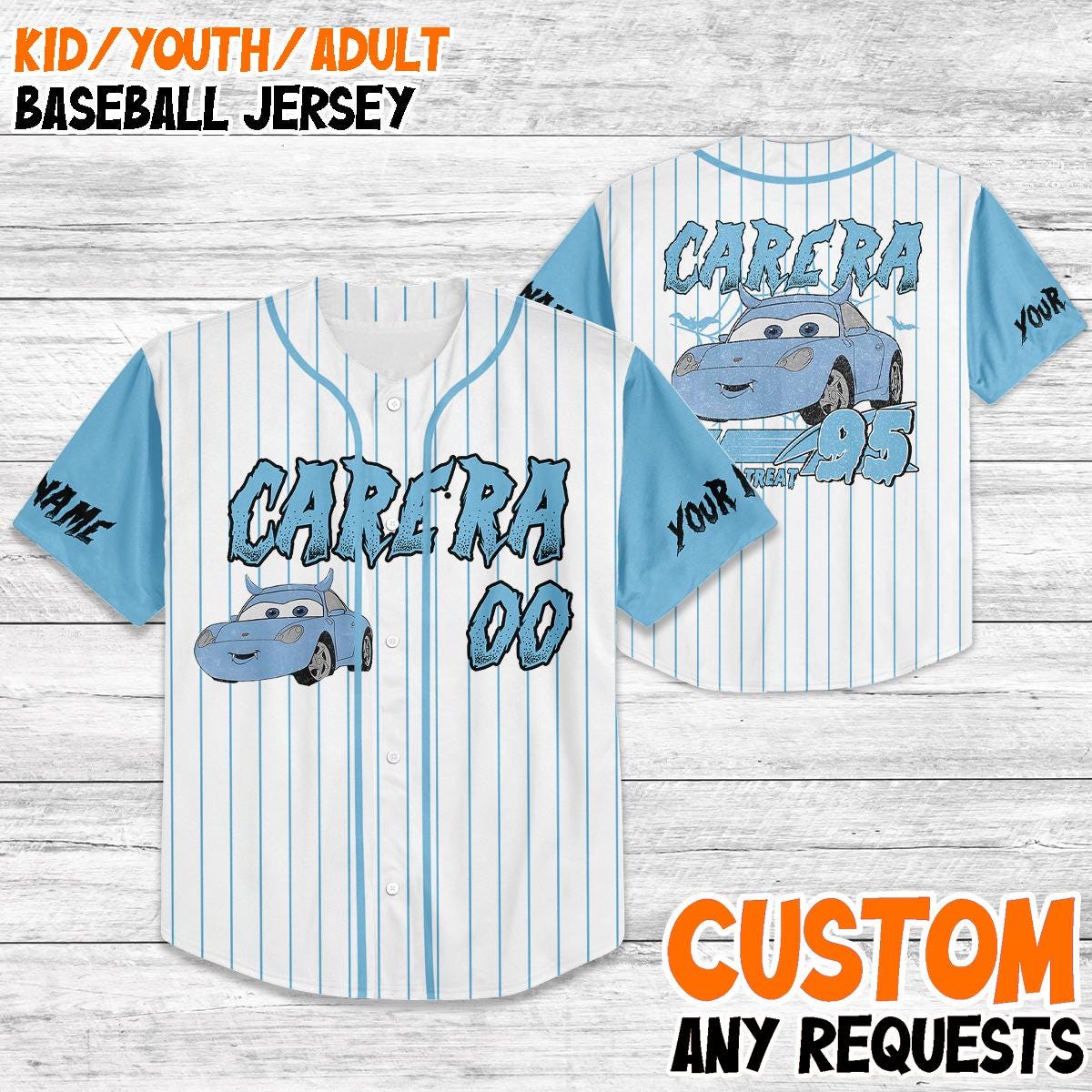 Custom Halloween Disney Trip 2025 Baseball Jersey, Cars Theme Shirt, Family Matching Outfit, Personalized Name Number, Kid Adult Jersey