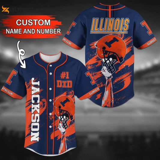 Illinois Fighting Illini Personalized Baseball Jersey - lylyprint.com