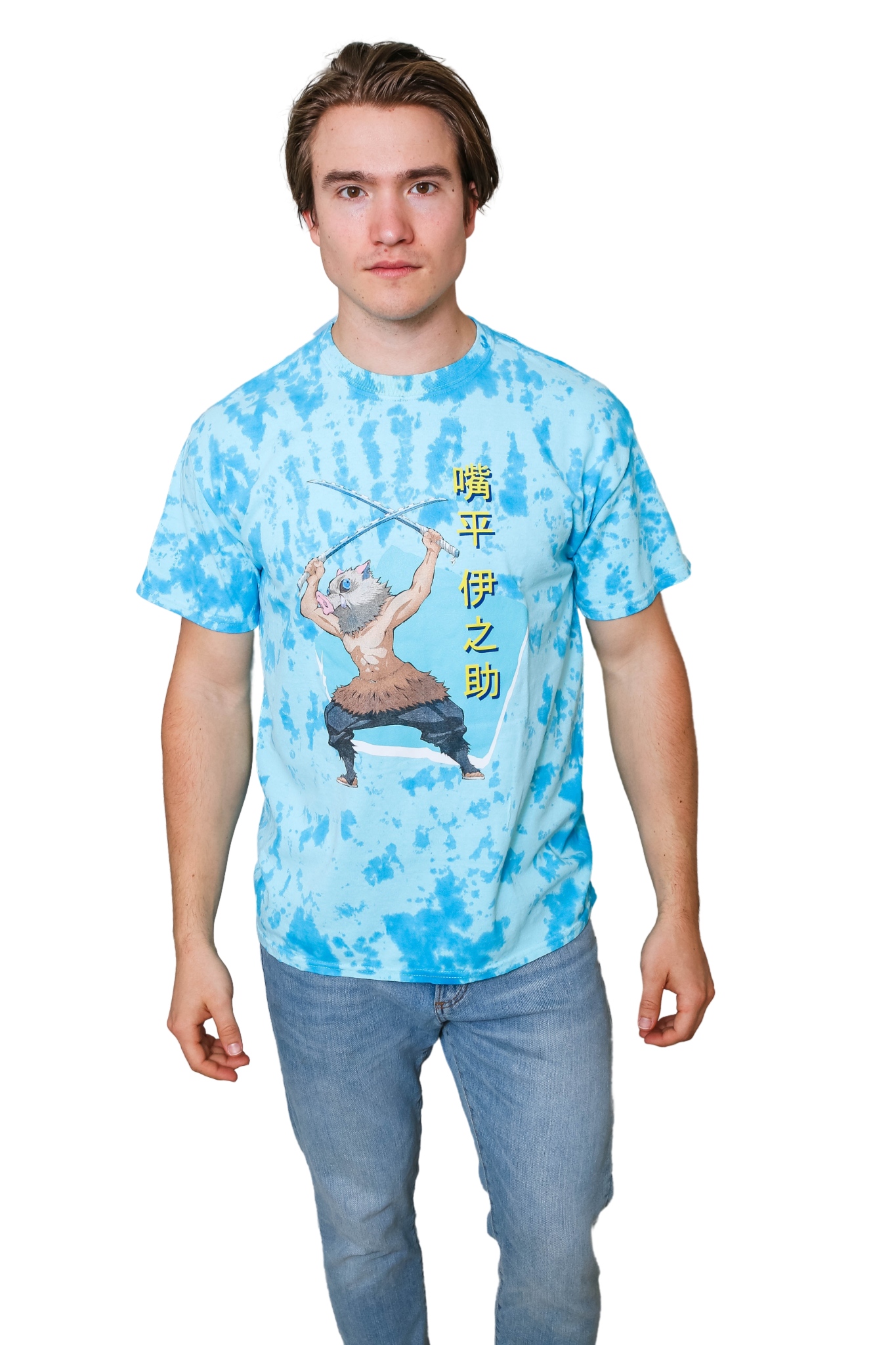 Demon Slayer Inosuke Anime Tie Dye Adult T-Shirt