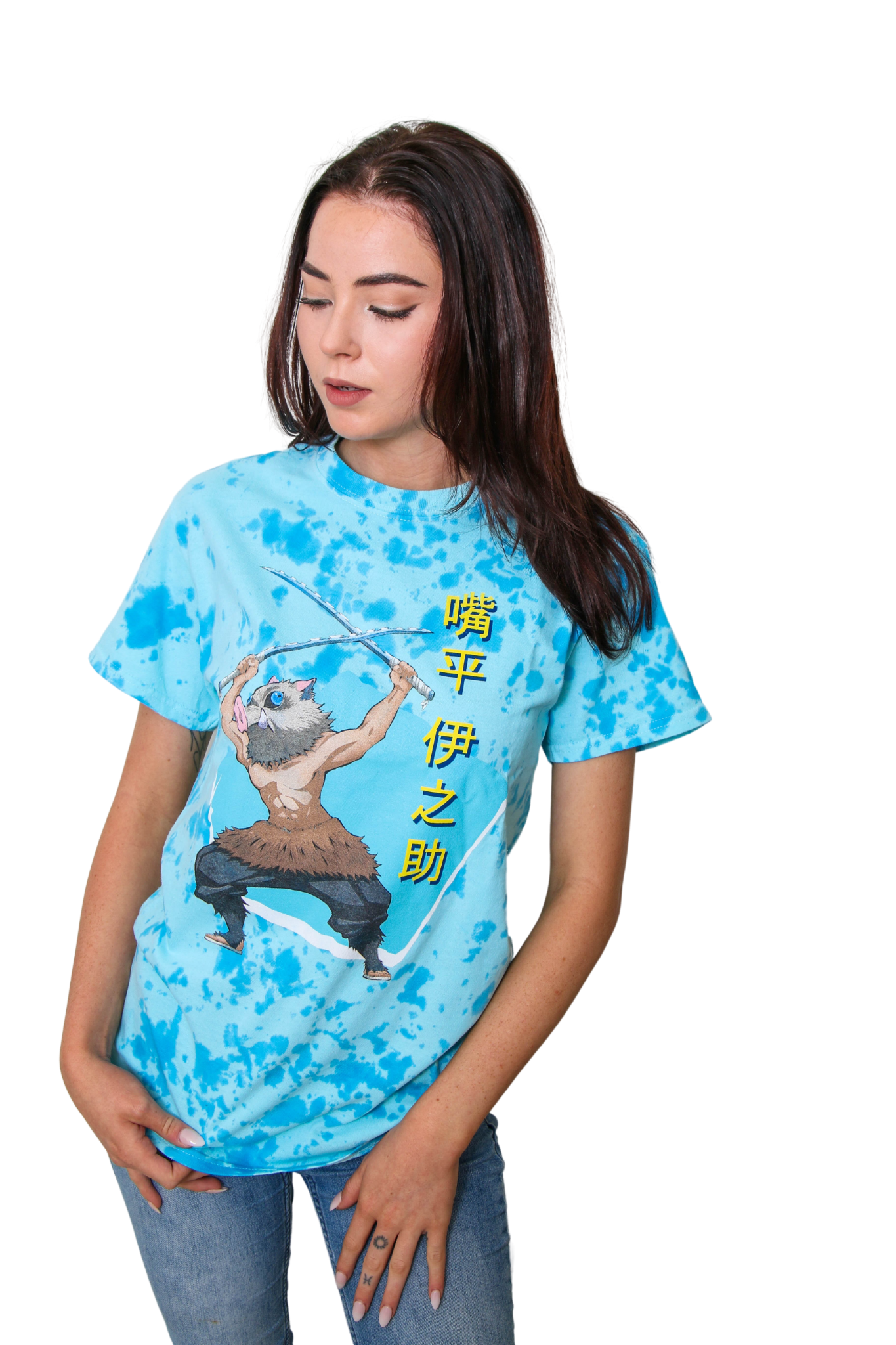 Demon Slayer Inosuke Anime Tie Dye Adult T-Shirt