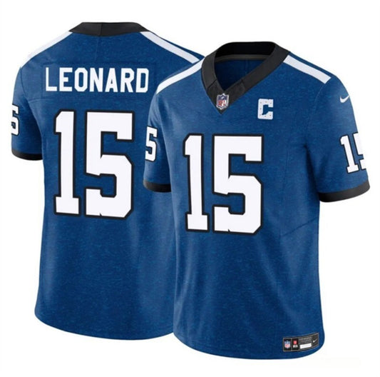 indianapolis colts #15 riley leonard blue 2025 f.u.s.e. throwback vapor limited