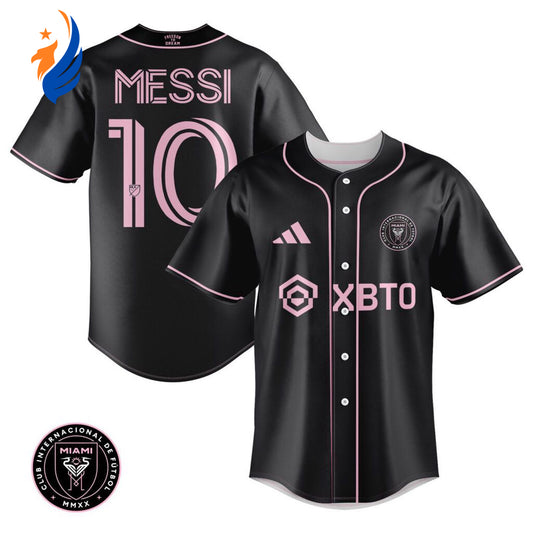 Inter Miami Leo Messi Black Baseball Jersey Gift for Men Women - Bafud