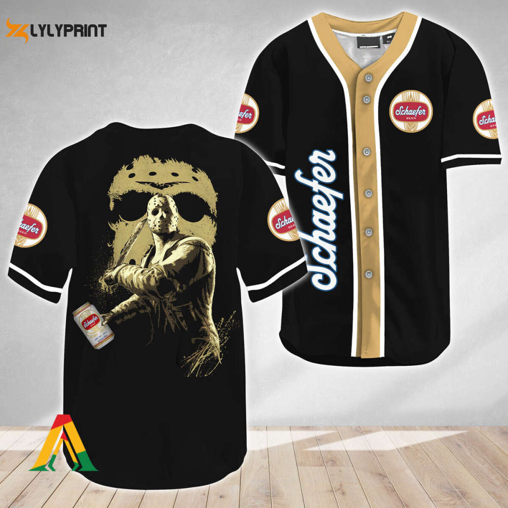 Jason Voorhees Friday The 13th Schaefer Beer Baseball Jersey - Gift for Men Women - lylyprint.com