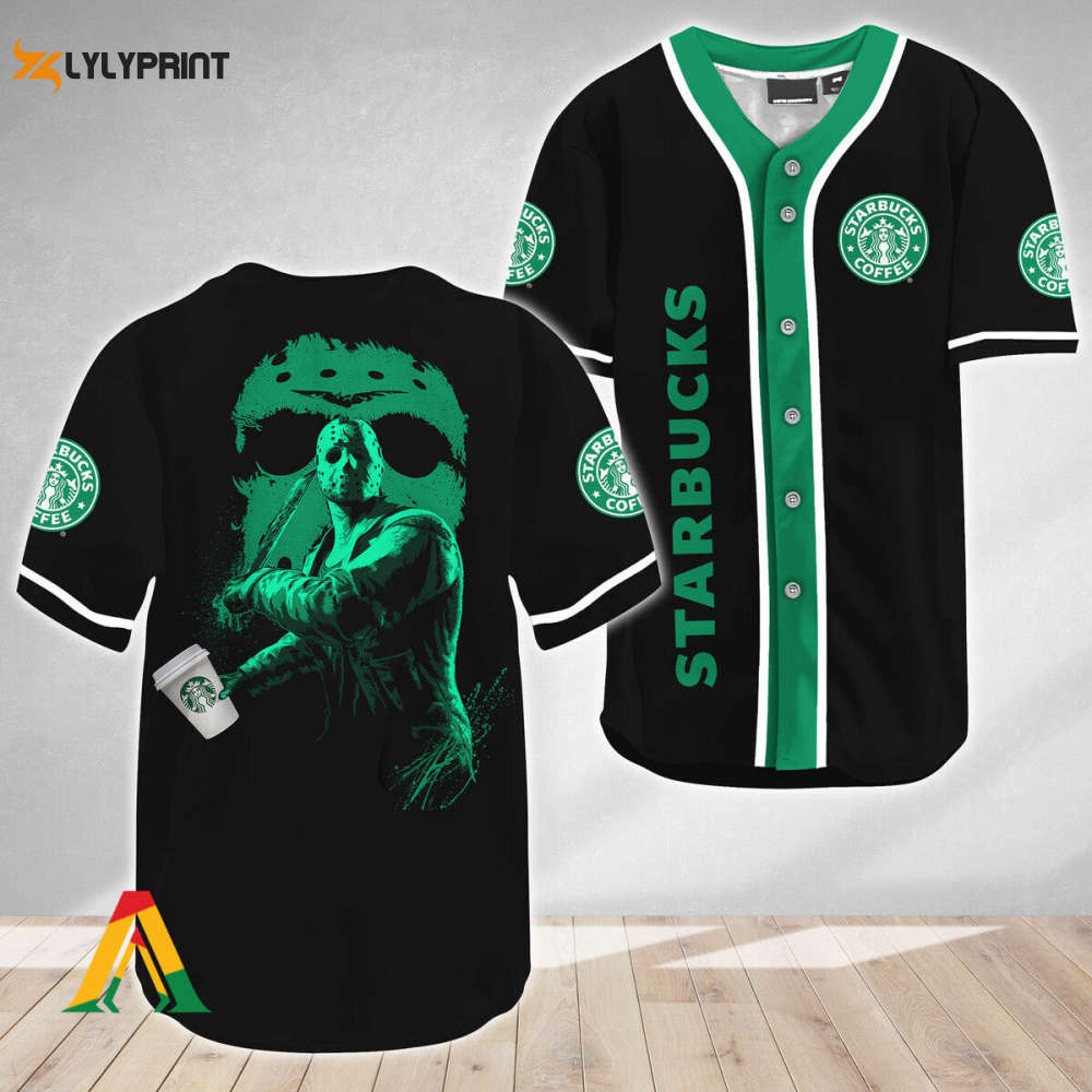 Jason Voorhees Friday The 13th Starbucks Baseball Jersey - Gift for Men Women - lylyprint.com