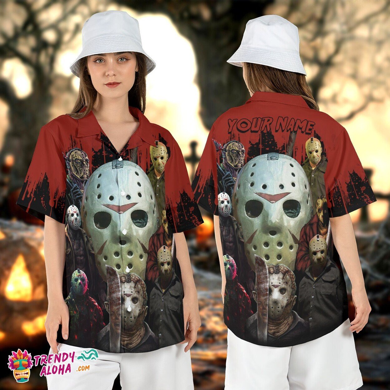Jason Voorhees Personalized Horror Mask Friday 13th Aloha Top