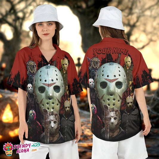 Jason Voorhees Personalized Horror Mask Friday 13th Aloha Top