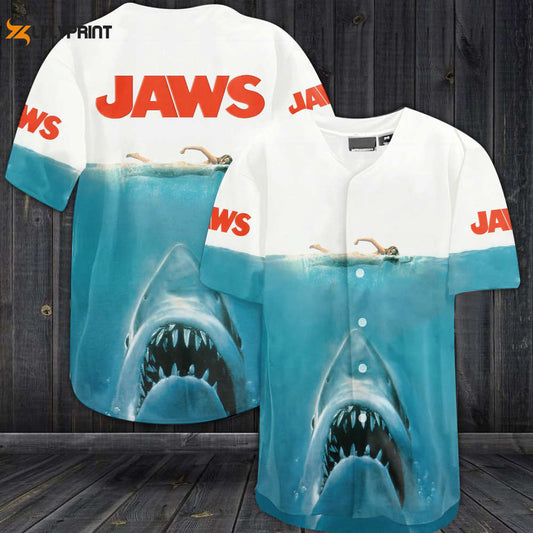 Jaws Movie All Over Print 3D Unisex Baseball Jersey White - lylyprint.com