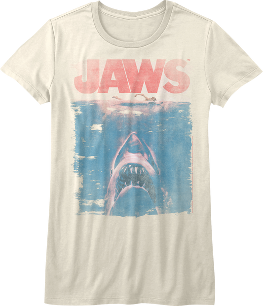 Womens Distressed Movie Poster Jaws Shirt