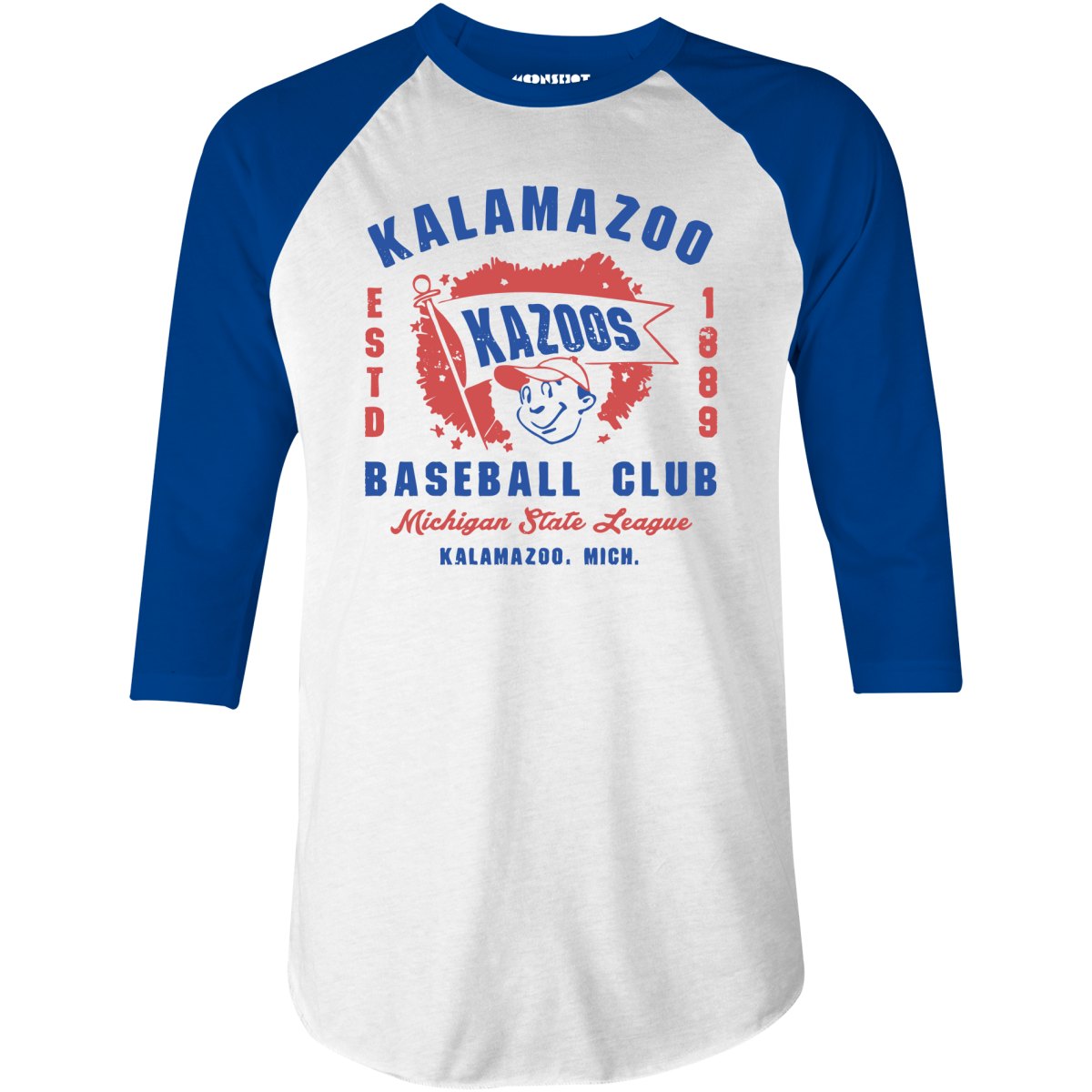 Kalamazoo Kazoos - Michigan - Vintage Defunct Baseball Teams - 3/4 Sleeve Raglan T-Shirt