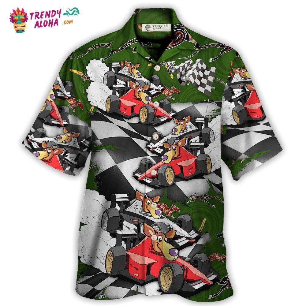 Kangraroo Racing Formula One Car Racing Australian Vibe Hawaiian Shirt - Trendy Aloha