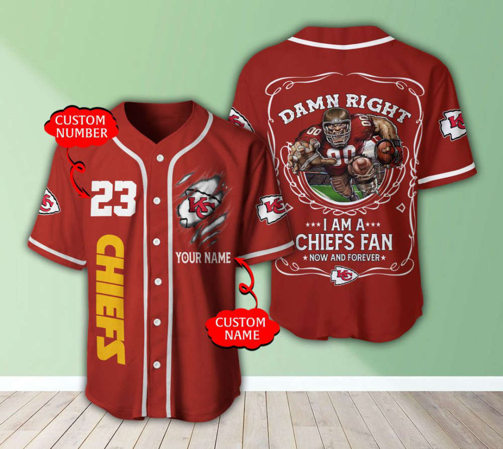 Kansas City Chiefs Personalized Baseball Jersey Fan Gifts - lylyprint.com