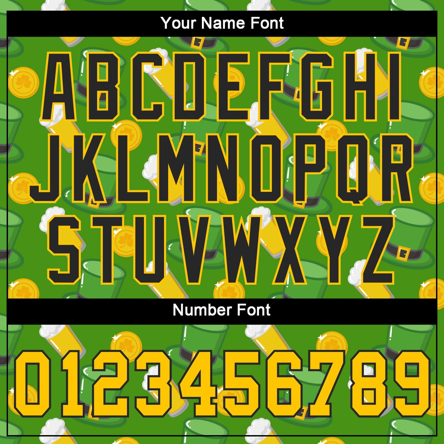 Custom Kelly Green Gold-Black 3D Pattern Design Authentic St. Patrick's Day Baseball Jersey