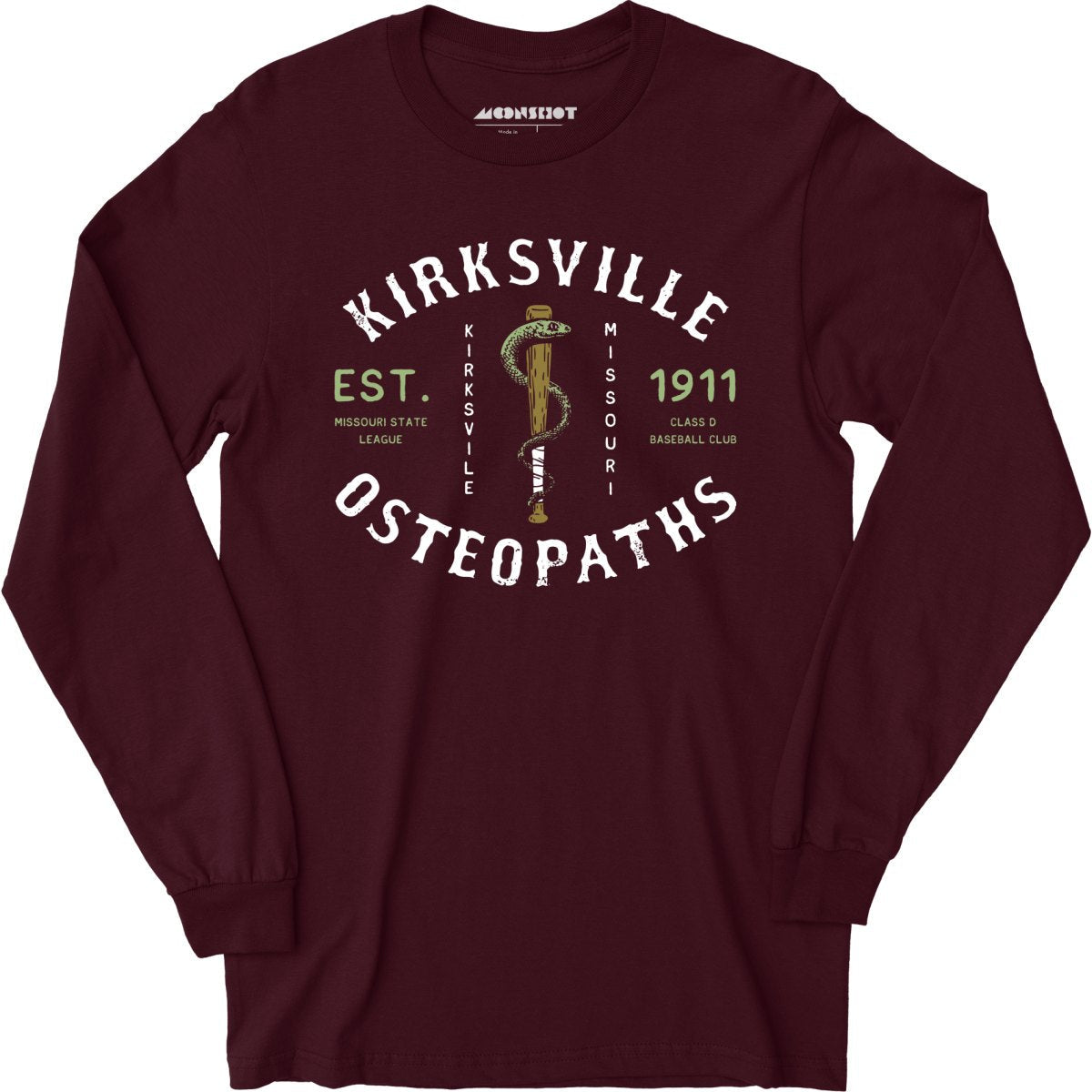 Kirksville Osteopaths - Missouri - Vintage Defunct Baseball Teams - Long Sleeve T-Shirt