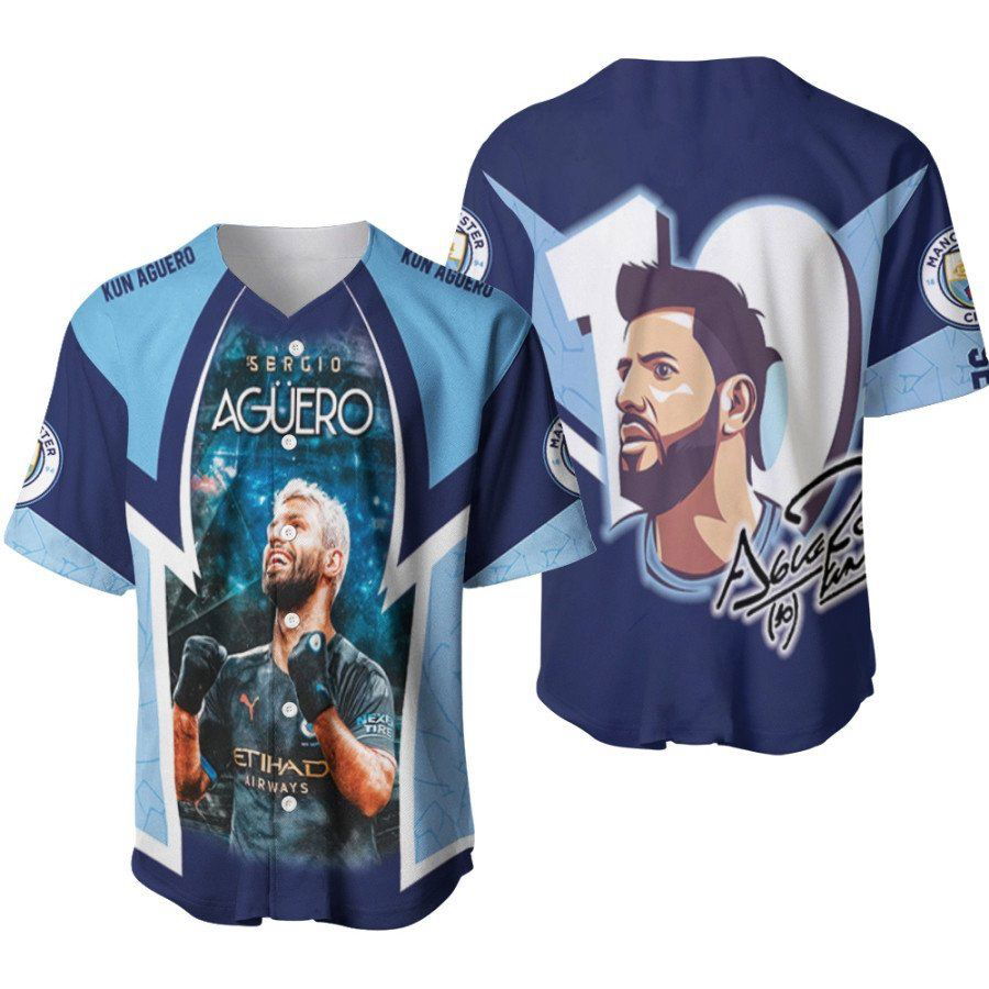 Kun Aguero 10 Champion Moment Manchester City Team Designed Allover Gift For Aguero Fans Baseball Jersey Gifts for Fans - lylyprint.com