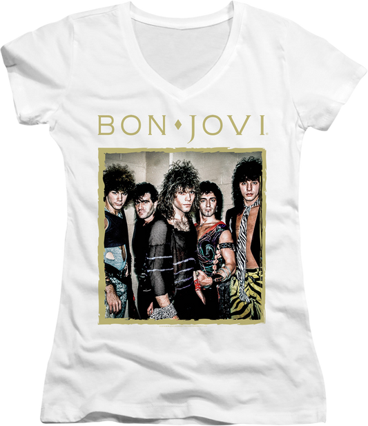 Ladies Band Photo Bon Jovi V-Neck Shirt