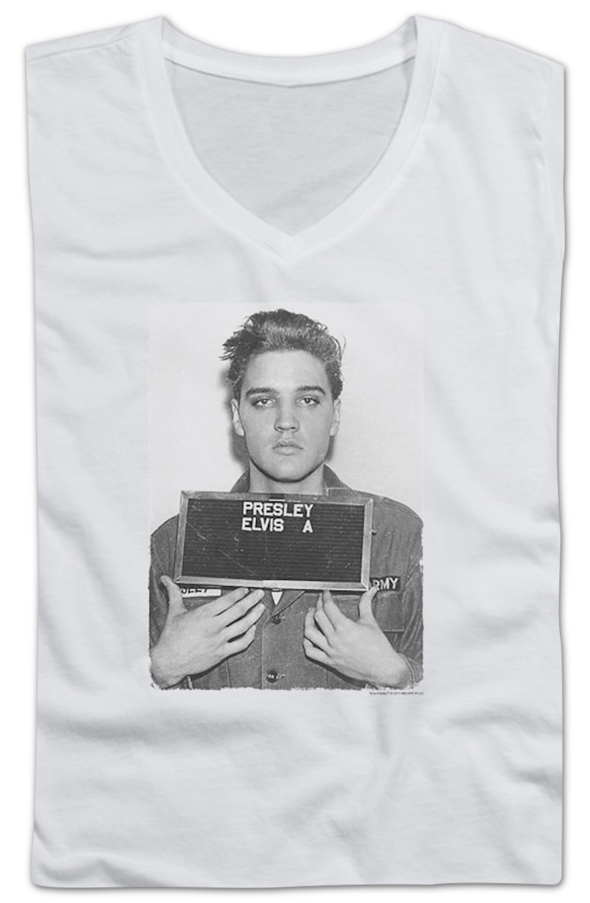Ladies Discharge Photo Elvis Presley V-Neck Shirt