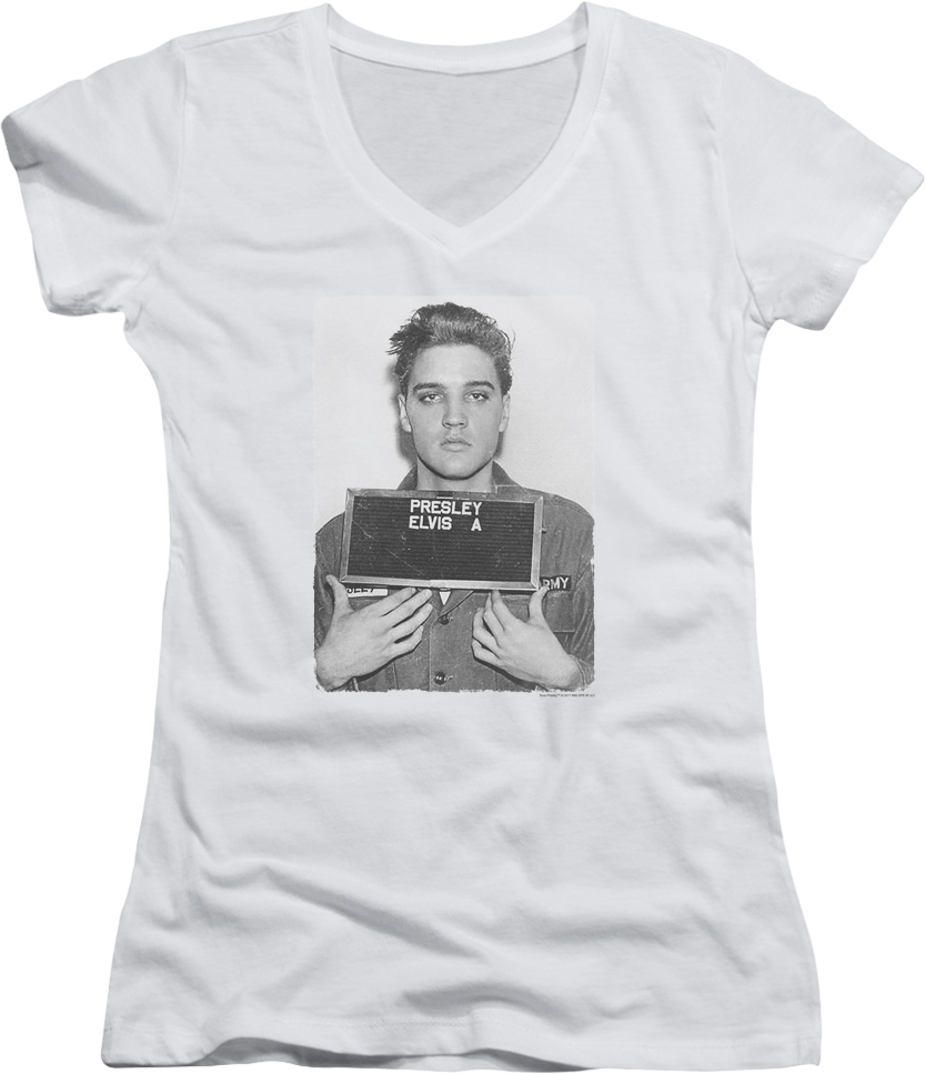 Ladies Discharge Photo Elvis Presley V-Neck Shirt