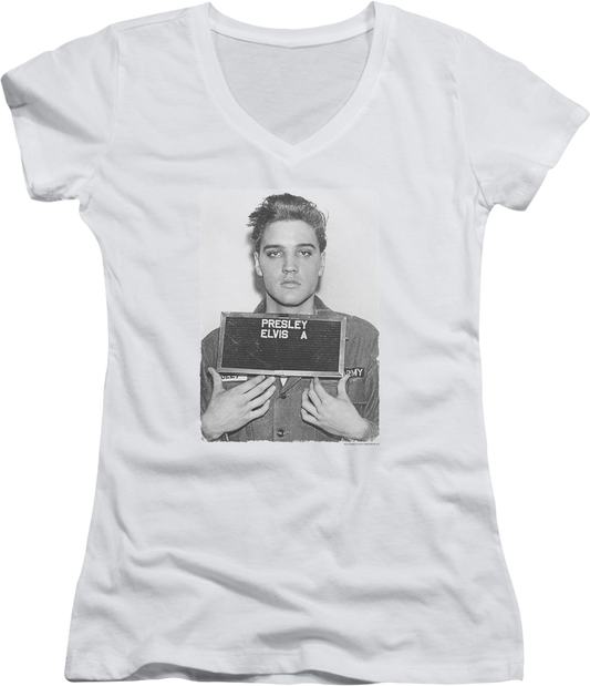 Ladies Discharge Photo Elvis Presley V-Neck Shirt