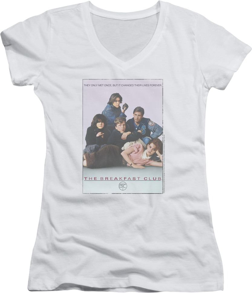 Ladies Movie Poster Breakfast Club V-Neck Shirt