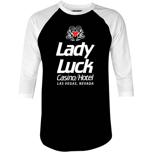 Lady Luck Casino & Hotel - Vintage Las Vegas - 3/4 Sleeve Raglan T-Shirt