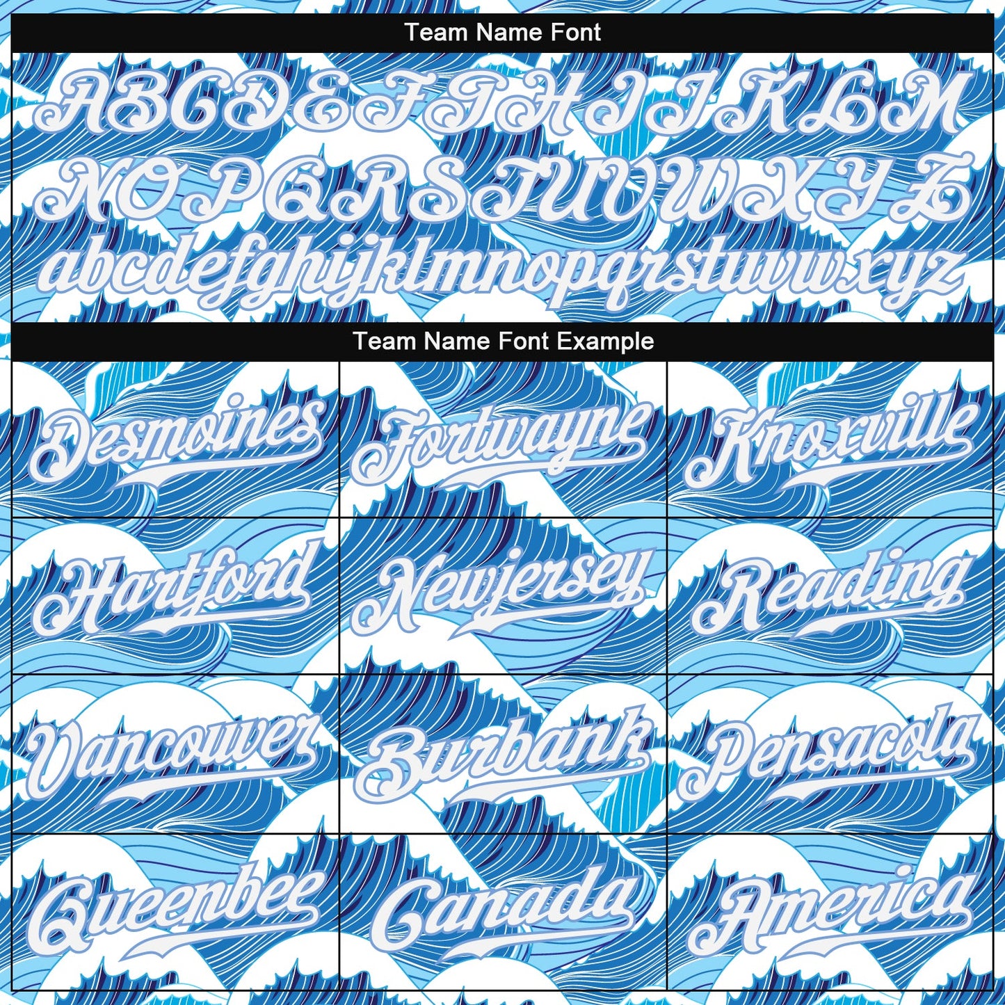 Custom Light Blue White-Light Blue 3D Pattern Design Waves Authentic Baseball Jersey