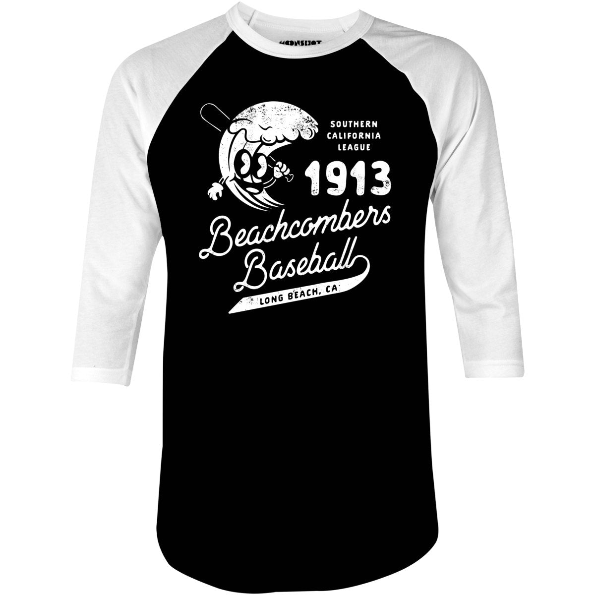 Long Beach Beachcombers - California - Vintage Defunct Baseball Teams - 3/4 Sleeve Raglan T-Shirt