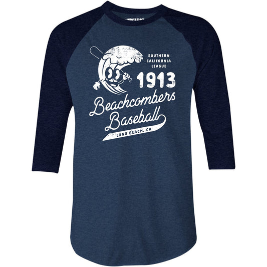 Long Beach Beachcombers - California - Vintage Defunct Baseball Teams - 3/4 Sleeve Raglan T-Shirt