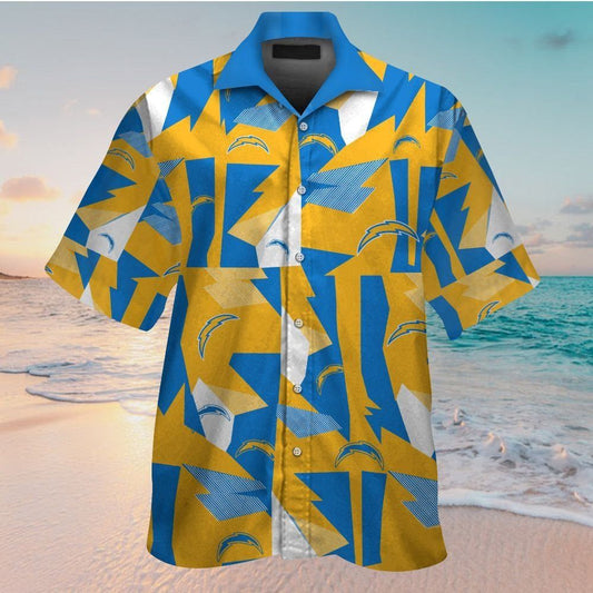 Los Angeles Chargers Short Sleeve Button Up Tropical Hawaiian Shirt VER022